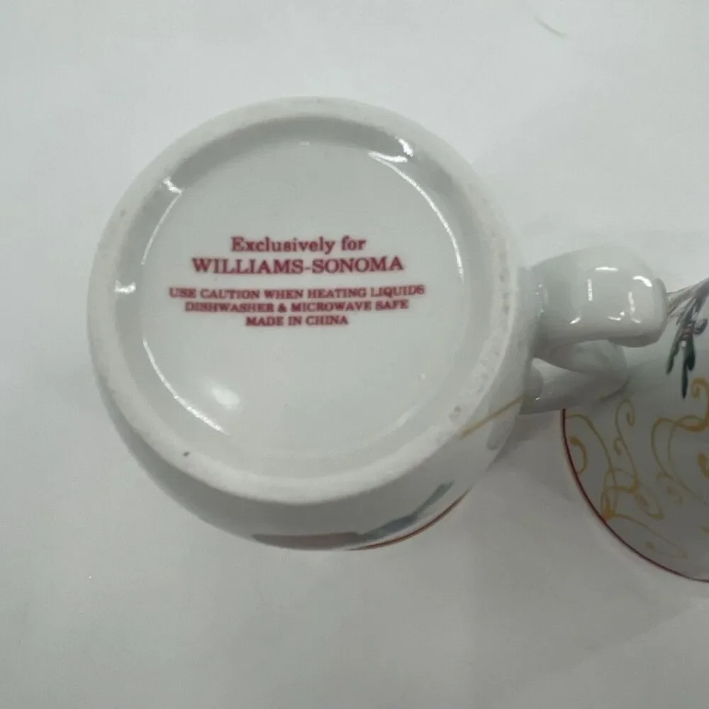 Williams Sonoma Mugs Twas The Night Before Christmas Tree Nutcrackers Set of 2